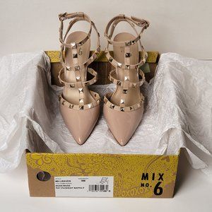 Mix No. 6 Liraven Nude Patent Leather Studded - Ankle Straps - 8M